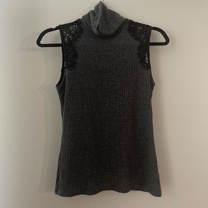 Generation Love Turtleneck tank with black lace detail